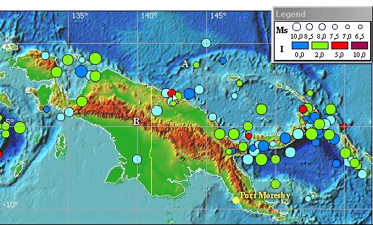 The map of the epicenters of tsunamigenic earthquakes