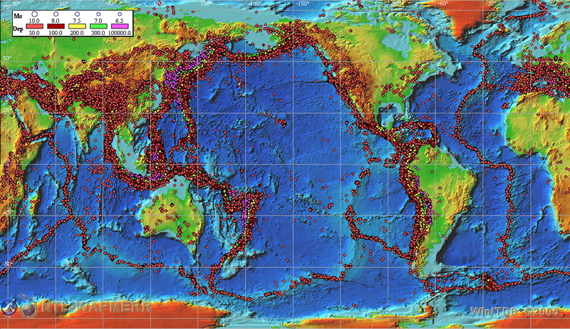 Earthquakes distribution